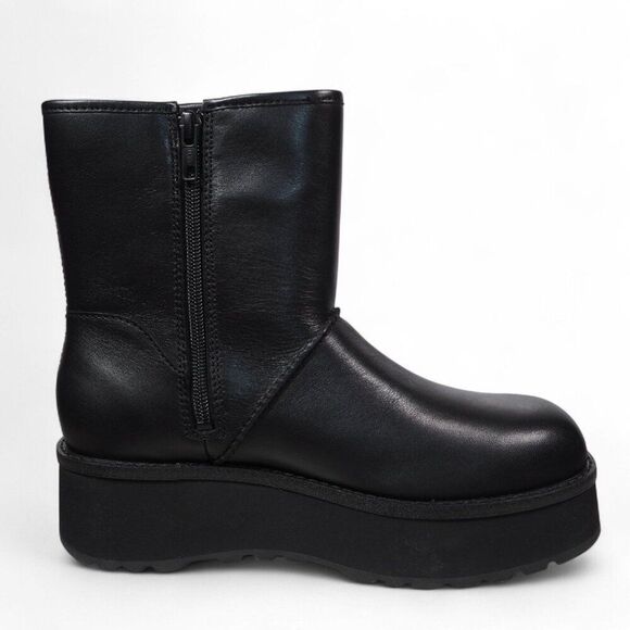 UGG Cityfunc Mid Leather Waterproof Platform Boots Black 1162990 Women's 8 - Picture 7 of 11